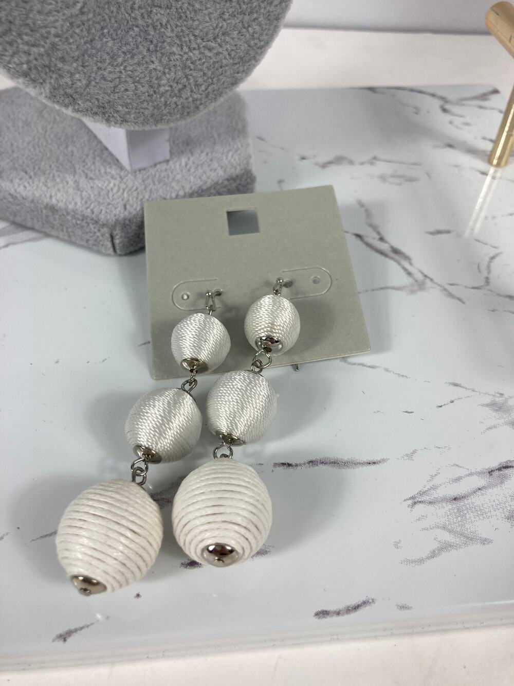 New Boutique White Ball Earrings